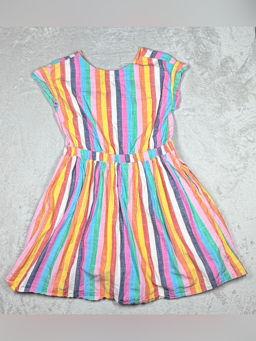 Crewcuts Rainbow Striped 100% Cotton Colorful A Line Mini Dress Girls Size 14
